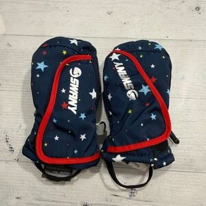 Swany‎ toddlers unisex snow mittens Tots size 3/4 navy blue with stars